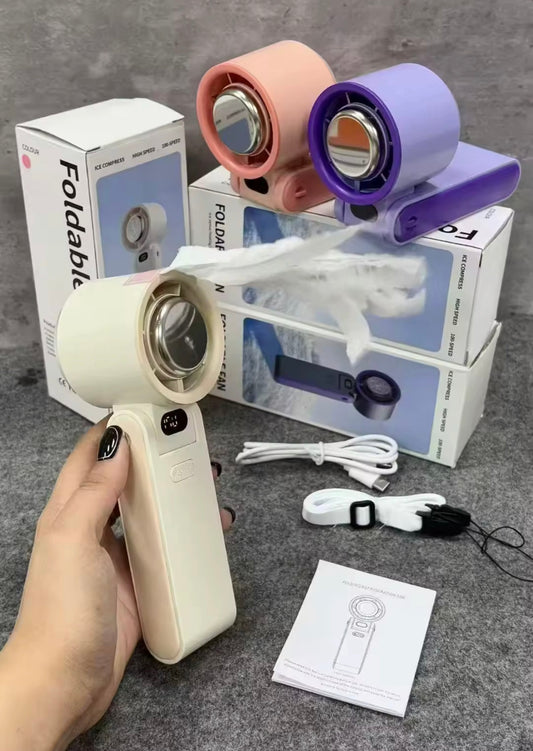 Mini Ventilateur Brume Glacée 3-en-1 : Fraîcheur Instantanée & Portative