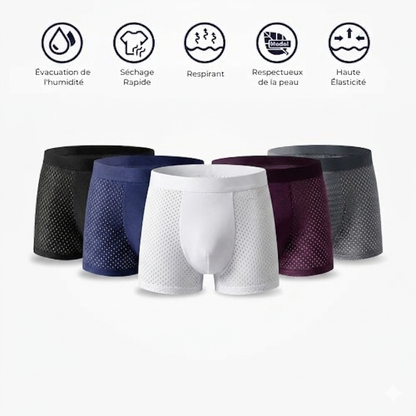 Pack de 5 Boxers Maillés Respirants - 1 Semaine de Confort Absolu